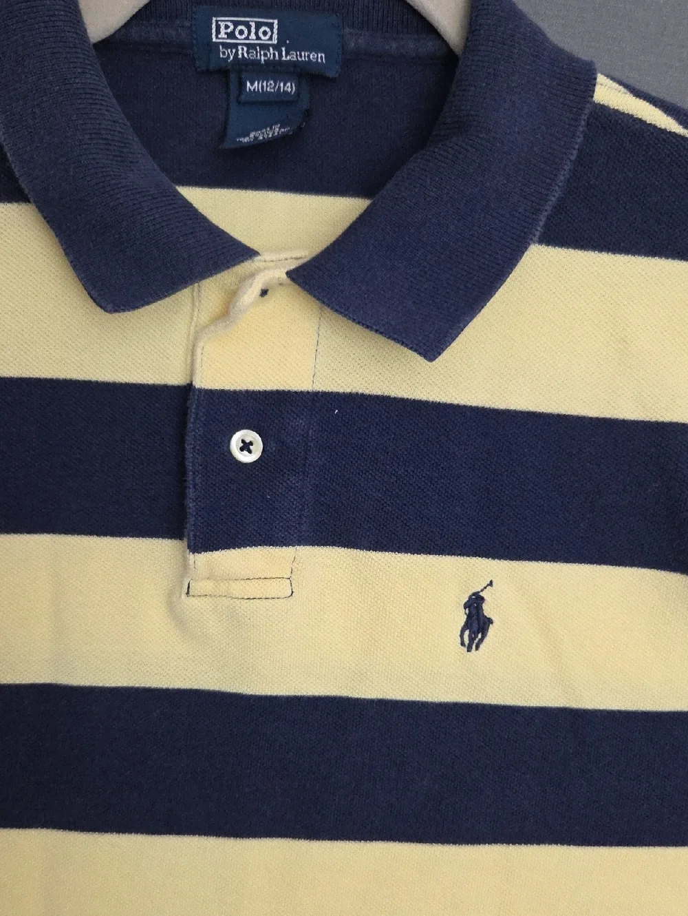 Ralph Lauren Polo Short Sleeve Striped Polo - Navy & Yellow